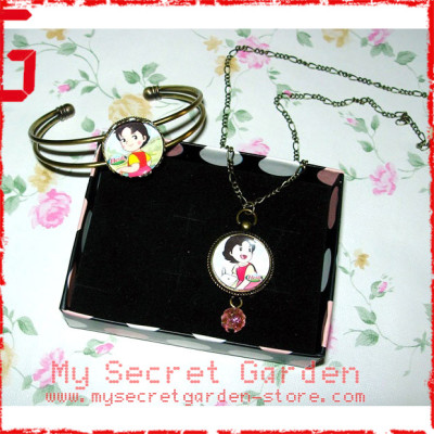 Heidi Girl Of The Alps ( Arupusu no Shojo Haiji ) アルプスの少女ハイジ Cabochon Bronze Necklace and Bracelet Set